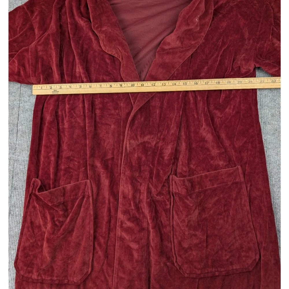 Vintage Christian Dior Robe One Size Red Velour Quiet Luxury Bath Old Money